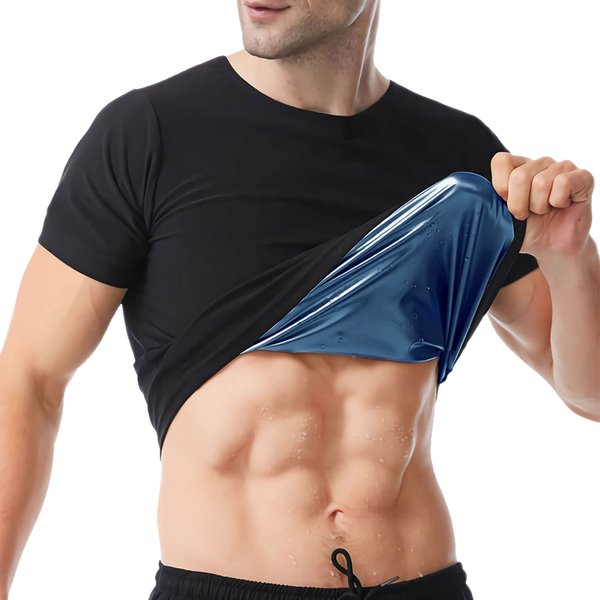 Sauna Shirt for Men, Short Sleeve Sauna Suit for Men, Sweat Body Shaper Sauna Vest for Men Gym Exercise Sauna Top