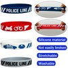 FSHANEE 24Pcs Police Rubber Bracelets Police Party Favors Police Birthday Party Supplies Silicone Wristbands Police Themed Baby-shower Party Gift Bag Fillers Goodie Bag Stuff