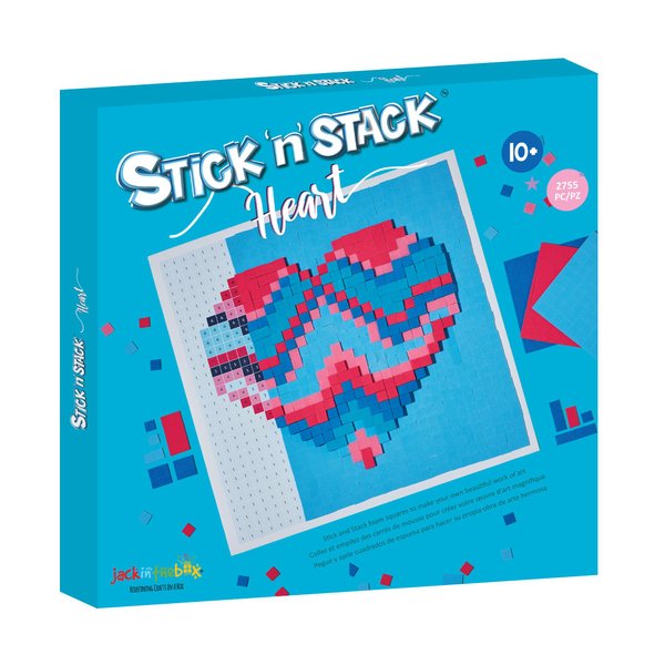 STICK 'N' STACK Mosaic Arts and Crafts for Kids and Adults with 3D Foam Stickers, Heart Design, Mess-Free Kids Craft Kit for Striking 3D Art, Makes Unique Heart Gifts for Girls and Boys Ages 10+