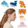 Bgffuy Ocean Small Hair Clip Marine Animal Set Whale Crab Jellyfish Conch Dolphin Seahorse Hair Accessories Hair Claw Clips for Girls for Thick or Thin Hair 6Pcs