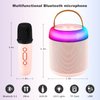 Kids Karaoke Machine, Portable Bluetooth Speaker with 2 Wireless Microphones, Dynamic Lights Karaoke Machine for Kids, Birthday Party Home, Outdoor(White) (Pink)