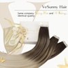 Ve Sunny Tape in Ombre Hair Extensions Brown Blonde Tape in Extensions Human Hair Invisible Tape in Hair Extensions Real Human Hair Dark Brown Ombre Golden Blonde Mix Platinum Blonde 20pcs 50g 20in