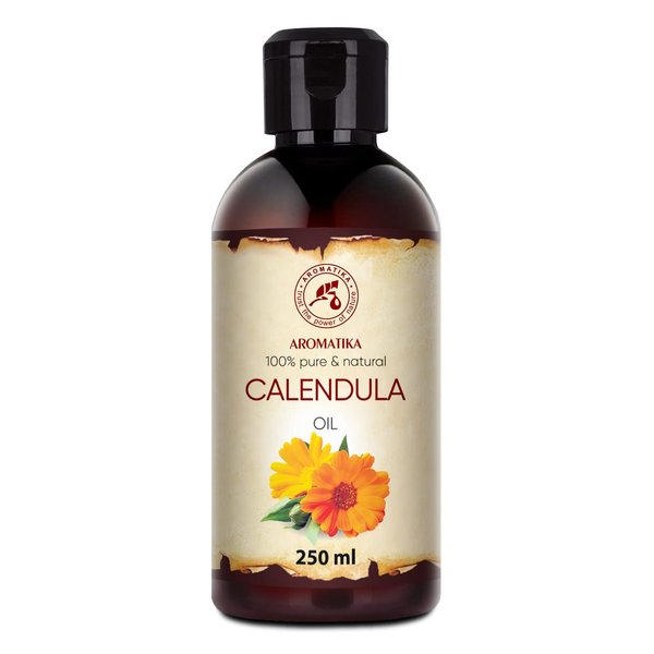 Calendula Oil 8.5 Fl Oz (250ml) - Calendula Officinalis Flower Extract – Infused - Almond Oil Base - 100% Pure & Natural - Marigold Oil – Benefits for Skin, Nails, Hair, Face, Body