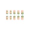 24 Pcs French Tip Press on Nails St. Patrick's Day Fake Nails Short Medium False Nails with Shamrock Designs Square Full Cover Nail Tips Glossy Glue on Nails Reusable Stick on Nails for Women