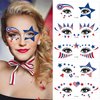 10 Sheets 4th of July Temporary Tattoo Stickers Independence Day Face Tattoo Makeup Tattoo Stickers Red Blue USA Flag Star Hat Heart Patriotic Party Fake Tattoos for Women Kids Face Sticker Supplies