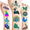 Peacock Temporary Tattoos - 80PCS Indian Festival Themed Stickers for Kids Birthday Party Supplies, Decorations, Favors, and Prizes - Cute Gifts for Boys and Girls