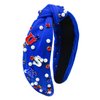 Ronglry 4th of July Headband for Women Patriotic American Flag Headband Red White and Blue Headband Crystal Heart USA Knotted Wide Headbands Independence Day 4th of July Accessories Gifts-Blue