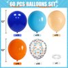 Blue and Orange Balloons, 60PCS 12 Inch Royal Blue Light Blue Beige Orange Balloons Orange Blue Confetti Balloons for Kids Space Theme Party Baby Shower Birthday Wedding Party Decoration
