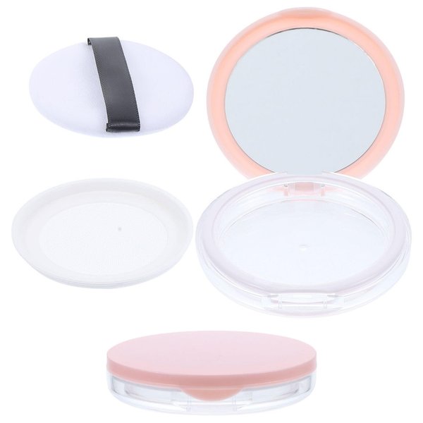 Beaupretty Loose Powder Containers with Puff 2PCS Powder Compact Container, Plastic Empty Makeup Loose Powder Case with Puff and Elasticated Net Sifter Cosmetic Travel Container