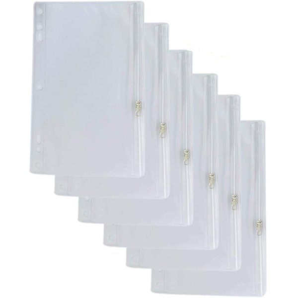 Vinyl Ring Binder Pockets - 9 ½ x 6 Inches - Fits All Standard Ring Binders - Zip Closure to Secure Your Belongings - 12-Pack