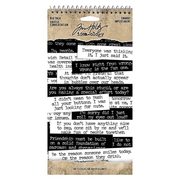Tim Holtz, Advantus Big Talk Snarky Word Stickers, black and white