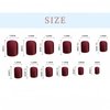 24Pcs French Tip Press on Nails Short Square Fake Nails Cherry Heart Red False Nails Red Gems Designs Acrylic Glossy Nails Red Rhinestones Glue on Nails for Valentines Women Manicure Decorations