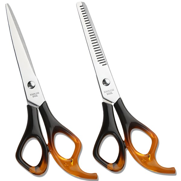 Professional Hairdressing Scissors Thinning Shears Kit, Barber Texturizing Salon Razor Edge Scissor, Japanese Stainless Steel, 6.88 Inch