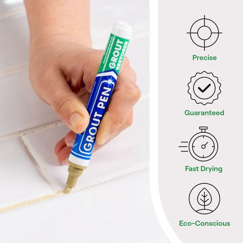 Grout Pen Beige Tile Paint Marker: Waterproof Grout Paint, Tile Grout Colorant and Sealer Pen - Beige, Narrow 5mm Tip (7mL)