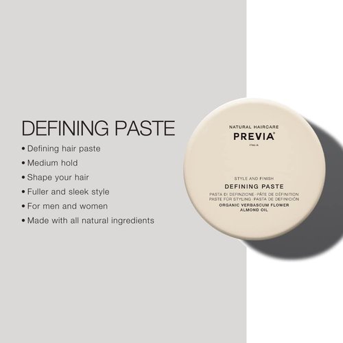 PREVIA Defining Hair Paste, Matte Hair Gel, Medium Hold Gel, 3.38 oz