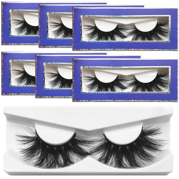 Mink Lashes Bulk 22mm Lashes Fluffy Yasnai Eyelashes, Real Mink Lashes 6 Pairs Pack Wispy Long 9D EyeLashes Wholesale