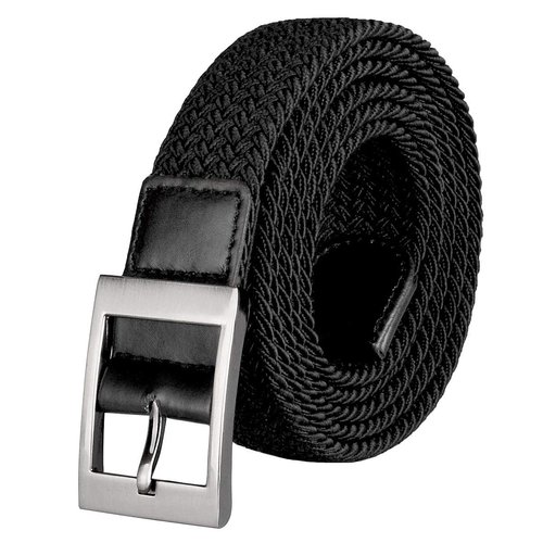 Drizzte Mens Plus Size Belts 63'' Casual Braided Elastic Stretch Fabric Woven Web Belt Work Golf Jeans Black
