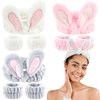 Ondder Spa Headband for Washing Face Bunny Ear Spa Headbands and Wristbands for Skincare Face Wash Head Bands & Wrist Bands for Women Girls