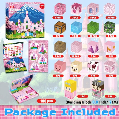 Annexfun Building Blocks-100PCS Building Blocks, Building Castle Princess Castle Garden STEM Cubes for Toddler Kids Toys, Construction Toys for Kids Ages 3+, Christmas Birthday Gifts for Girls
