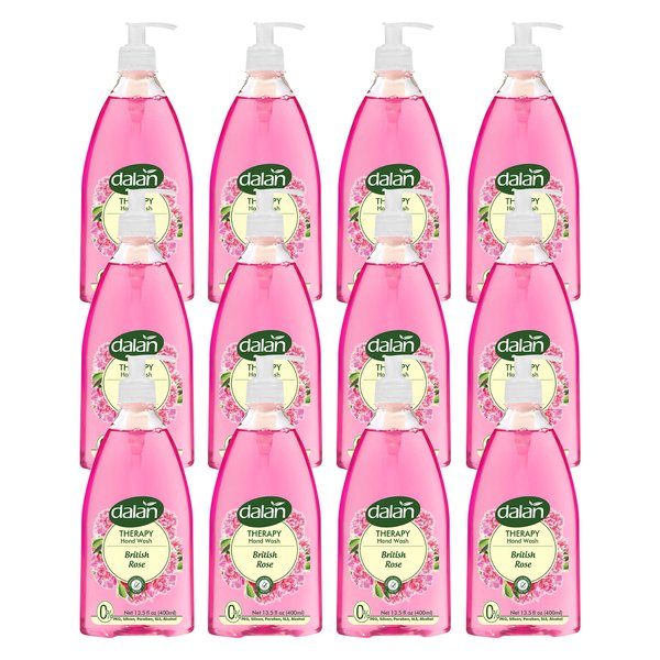 Dalan Therapy British Rose Ultra Moisturizing Liquid Hand Soap for Normal and Dry Hands Fresh Clean and Soft Feeling (13.5 Fl Oz / 400 mL (Pack of 12))
