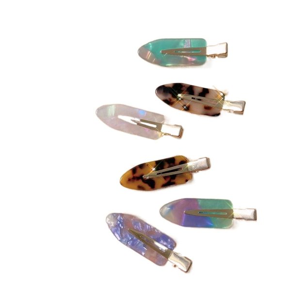 Leadigol 6 PCS No Crease Hair Clips-No Bend Hair Clips,Seamless Hair Clips Simple Temperament Duckbill Clip Korean Girls Leopard Acetate Sheet Bangs Clip Hair Barrette