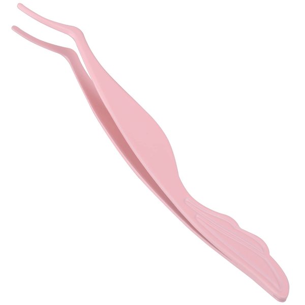 Pretty memory Eyelash Applicator Tool DIY False Curved Eyelash Extension Tweezer for Volume Lashes Application and Removal, Pink