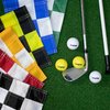 KINGTOP Checkered Golf Flag 8x6 Inch – Blue/White Check, 420D Nylon, Tube Inserted – Mini Practice Putting Green Flags for Yard, 3-Pack
