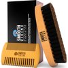 Smooth Viking Beard Brush & Comb Gift Set for Men - Natural Boar Bristle Hair Brush & Wooden Comb - Facial Hair Styling, Grooming & Shaping Tools