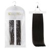 Sunny Hair Extensions Hanger with Dust-Proof Storage Bag Holder Hair Extensions Hairpieces Waterproof Portable Suit With Transparent Zip Up Closure White Color 1 Set