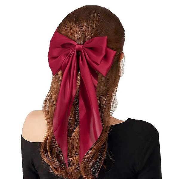 Red Ribbon Hairclip Vintage Satin Bow Bowknot Hairpin Women Hair Clip Hair Accessories for Women Beauty and Personal Care