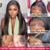 mengkai 30 Inch Straight Lace Front Wigs Human Hair Pre Plucked Bleached Knots 13x4 HD Lace Front Wigs Human Hair 180% Density Lace Frontal Wigs Human Hair with Baby Hair Glueless Wigs