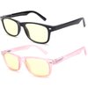 Kids Teens Computer Blue Rays Glasses Anit Eyestrainn Blue Light Blocking Glasses for Girls and Boys Ages 3 & Up Computer Glasses for Kids- 2 Pack-Black & Pink