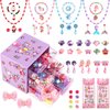 Toddler Toys for Ages 5-7 Girls Jewelry Set,51 Pcs Kids Toys for girls age 8-10 Clip on Earrings,Princess Toys Adjustable Ring,Girls Toys Age 3 4 5 6-8 Year Old Birthday Christmas Gifts Hair Clip
