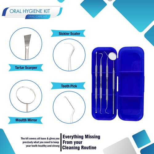 TRISBRO Dental Care Set Dentist Tools Kit, Professional Calculus and Plaque Remover Set, Dental Hygiene Kit, Teeth Plaque Remover Tool Metal Tooth Pick and Dental Mirror(Blue)