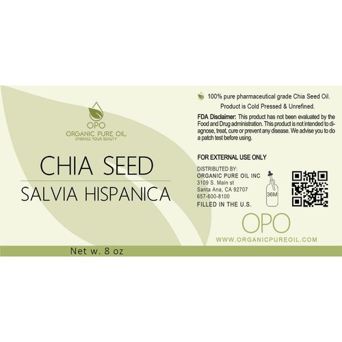 Chia Seed Oil - Pure, Unrefined, Cold Pressed, Non-GMO, Vegan, Extra Virgin, Carrier Oil for Skin, Hair, Nails, Body, Eyelashes, Eyebrows - 8 oz - Hydrate, Moisturize, Nourish
