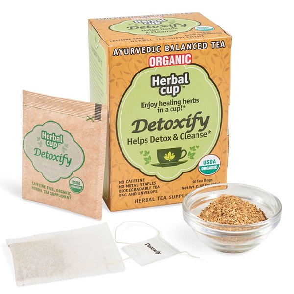 Herbal Cup Ayurveda Tea, Organic Detoxify, No Caffeine Herbal Teas (16 Count, Pack of 1)