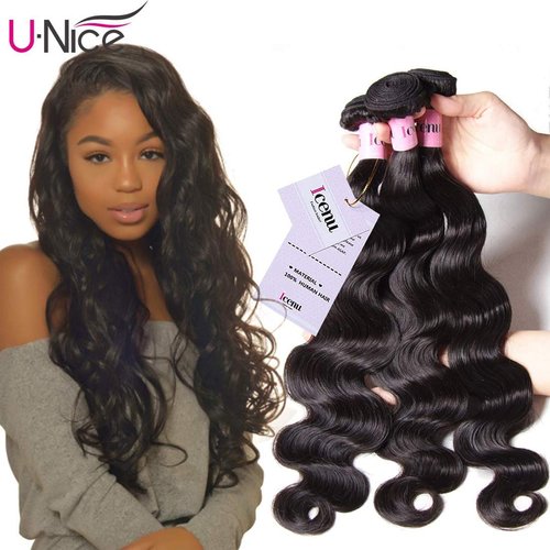 UNICE Malaysian Body Wave Human Hair Weave 3 Bundles 100% Unprocessed Virgin Human Hair Weave Sew In Human Hair Extensions Natural Color 20 22 24 inches