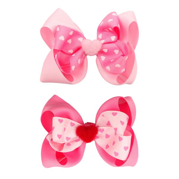 Valentine’s Day Hair Clips Hair Bow for Girls Hair Accessories TSFJ10 (4'' Pink Heart Set)