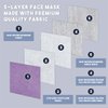 5 Layer Protection Disposable Adult Face mask with 3-Panel Flat Fold Design Structure for Indoor & Outdoor Usage│Made in USA - (5 pcs) (Lavender Purple)
