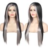 Baruisi Long Black Grey Wig Silky Straight Synthetic Heat Resistant Side Bangs Halloween Costume Hair Wigs for Women