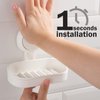 LEVERLOC Soap Dish Holder for Shower Suction Cup Wall Mounted Self Draining NO-Drilling Removable Bar Soap Sponge Holder for Bathroom Bathtub Kitchen Sink Waterproof Strong Vacuum Suction Adhesion