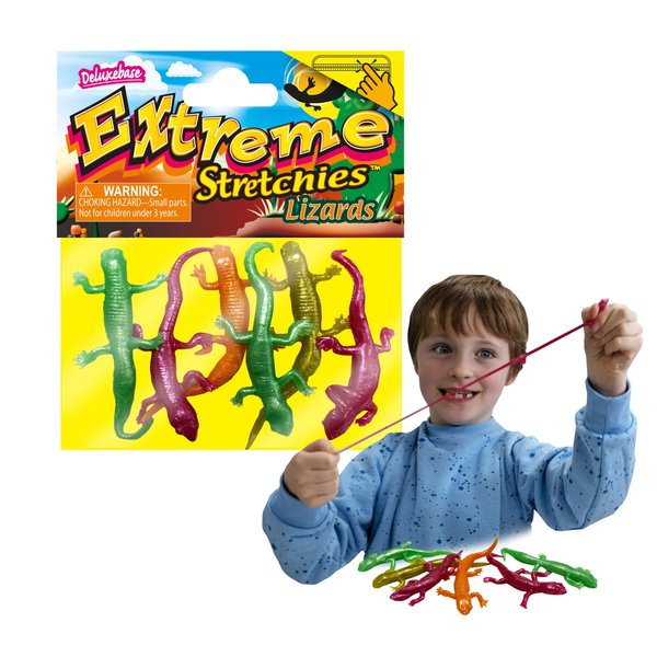 Deluxebase Extreme Stretchies - Lizards from Pack of 4 Small Reptile Animal Stretchy Toys. Perfect for Kids, Great Party Favors and Pinata Stuffers