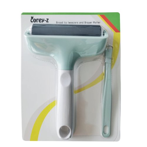 Brayer Roller,Broad tip Tweezers,MAT Remover Set,Tape Construction Tool for Printmaking Wallpapers Stamping Gluing Application (3.8 Inch)