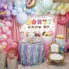 Mocsicka Donut Grow Up Backdrop Banner for Girls Donut Grow Up Party Decorations Donut Birthday Party Supplies Grow Up Photography Background (Pink, 70.8x43.3 Inch)