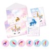 XJLYAYA 12Pcs Unicorn Birthday Invitation Cards 12 Envelopes with 12 Sticker Labels Party Decorations Supplies for Kids Birthday Party Supplies