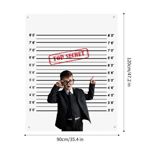 35.4 x 47.2In Secret Agent Mugshot Backdrop Murder Mystery Party Decorations Mugshot Board Top Secret Party Supplies Mystery Party Decorations for Birthday Game Prop Photography Spy Themed Party