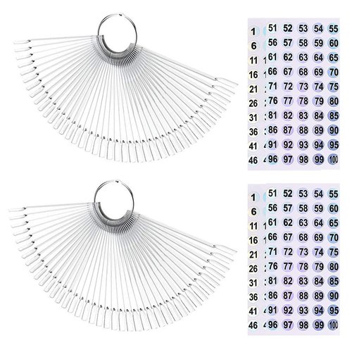 Beuniar Nail Swatch Sticks with Ring for Nail Polish Color Display Board Art Supplies Practice Samples with Number Stickers (100pcs clear)