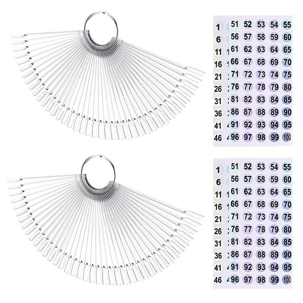 Beuniar Nail Swatch Sticks with Ring for Nail Polish Color Display Board Art Supplies Practice Samples with Number Stickers (100pcs clear)