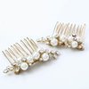 Yikisdy Bride Wedding Hair Comb Gold Pearl Hair Piece Prom Crystal Hair Accessories for Women and Girls