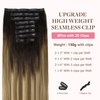 GOO GOO Clip in Hair Extensions Real Human Hair, Remy Human Hair Extensions Clip ins for Women, Natural Human Hair, 14inch 130g 9Pcs, 2/6/18 Balayage Brown to Dirty Blonde